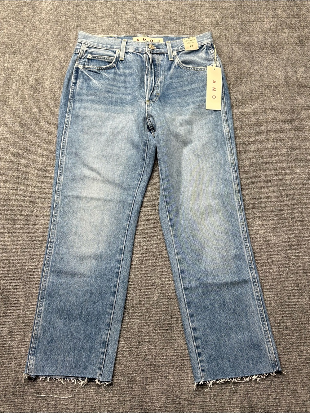 AMO Jeans Womens 28 Blue Loverboy Easy Fit High Rise Straight Button Fly NEW